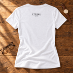 HOPE. women’s V-neck tee in Solid White Blend — back with small ETERNL LIFE upper-back mark